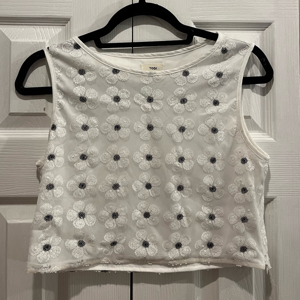 Floral Sequin Crop Top